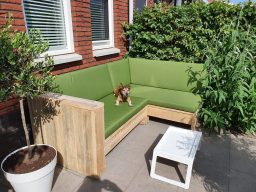 Loungebank steigerhout hoekbank steigerhout maatwerk steigerhout Steigerhout hoekbank loungebank hout douglas hout